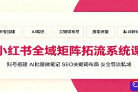 小红书全域矩阵拓流系统课：账号搭建、AI批量做笔记，SEO关键词布局、安全导流私域