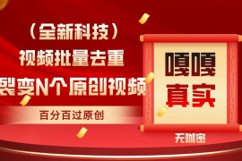 最新去重技术，批量操作百分百过原创，全自动操作