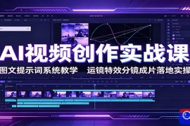 AI视频创作实战课：图文提示词系统教学，运镜特效分镜成片落地实操