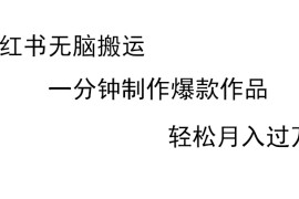 小红书无脑搬运，一分钟制作爆款作品，轻松月入过万