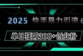 2025年快手6.0保姆级教程震撼来袭，单日狂吸300 精准创业粉