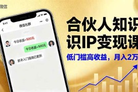 （16325期）合伙人知识IP变现课，微信生态,内容创作与爆款打造,全网引流，新手月入2w 