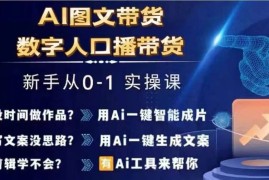 Ai图文带货 数字人口播带货，从0~1实操体系课