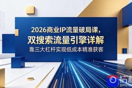2026商业IP流量破局课，双搜索流量引擎详解，靠三大杠杆实现低成本精准获客