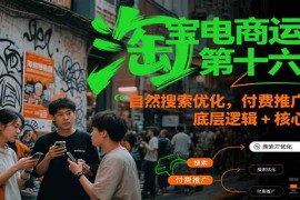 淘宝电商运营第十六期，自然搜索优化，付费推广策略，底层逻辑 核心操作