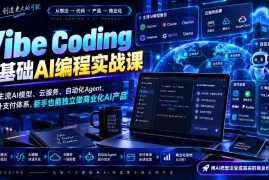 Vibe Coding零基础AI编程实战课-无水印，整合主流AI模型、云服务、自动化Agent、海内外支付体系，新手也能独立做商业化AI产品