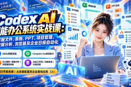 Codex AI智能办公系统实战课：掌握文件、表格、PPT、项目管理、数据分析、浏览器及企业日报自动化