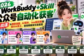 WorkBuddy   Skill公众号自动化获客实战课：从爆款选题、AI写作、ima知识库到四大AI员工、自动排版及引流变现