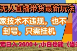 淘宝无人直播带货最新玩法，独家技术不违规，也不封号，全自动运行，只需挂着， 稳定日入2k【揭秘】