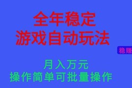 （16505期）全年稳定的游戏自动玩法，月入万元，操作简单可批量操作！