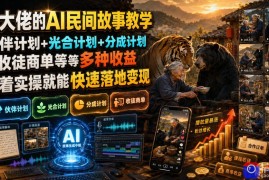 某大佬的AI民间故事教学，伙伴计划 光合计划 分成计划 收徒商单等多种收益，跟着实操就能快速落地变现