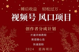 （11331期）拥有睡眠收益的微信视频号大风口项目，轻松月入过万 ，多赛道选择，可…