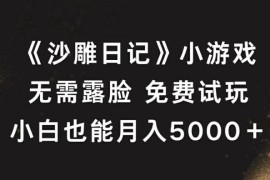 《沙雕日记》小游戏，无需露脸免费试玩，小白也能月入5000 【揭秘】