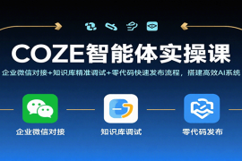 COZE智能体实操课，企业微信对接 知识库精准调试 零代码快速发布流程，搭建高效AI系统