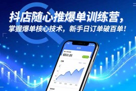 抖店随心推爆单训练营，掌握爆单核心技术，新手日订单破百单！