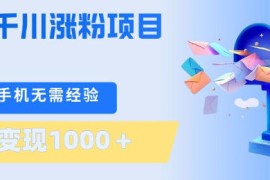 刚需千川涨粉项目，一部手机无需技术，单日变现1k ，当天做当天见收益【揭秘】