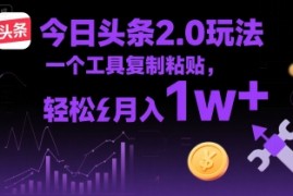 今日头条2.0玩法，一个工具复制粘贴，轻松月入1w 