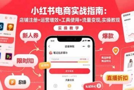 （15743期）小红书电商实战指南：店铺注册 运营增效 工具使用 流量变现，实操教学