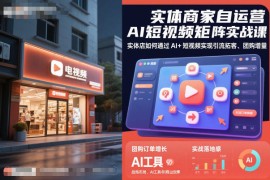 实体商家自运营AI短视频矩阵实战课，实体店如何通过AI 短视频实现引流拓客、团购增量