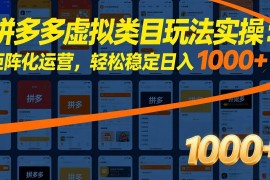 （17526期）拼多多虚拟类目玩法实操：矩阵化运营，轻松稳定日入 1000 