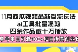 （13245期）西瓜视频最新玩法，全新蓝海赛道，简单好上手，单号单日轻松引流400 创…