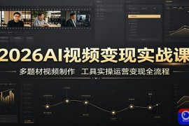 2026AI视频变现实战课：多题材视频制作，工具实操运营变现全流程