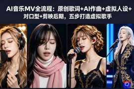 AI音乐MV全流程：原创歌词 AI作曲 虚拟人设 对口型 剪映后期，五步打造虚拟歌手
