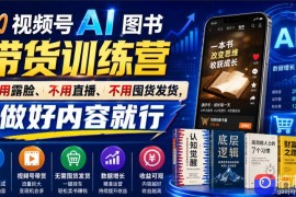 视频号AI图书带货训练营，不用露脸、不用直播、不用囤货发货，做好内容就行，一条爆款视频佣金8942