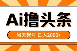 （10792期）AI撸头条，当天起号，第二天见收益，日入2000 