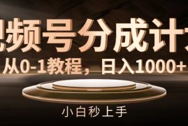 （11931期）视频号分成计划，从0-1教程，日入1000 
