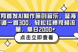 全网首发AI制作原创音乐，蓝海赛道一首300.轻松拉爆视频流量，单日2000 【揭秘】