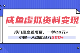 咸鱼虚拟资料变现，冷门信息差项目，一单20元，小白一天也能日入500 