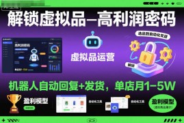 解锁虚拟品高利润密码：机器人自动回复 发货，单店月1-5W【揭秘】