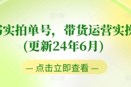 图书实拍单号，带货运营实操课(更新24年6月)，0粉起号，老号转型，零基础入门 进阶