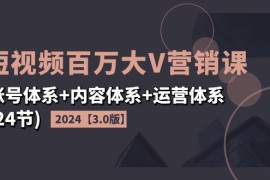 （11795期）2024短视频·百万大V营销课【3.0版】账号体系 内容体系 运营体系(24节)