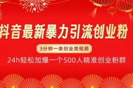 抖音最新暴力引流创业粉，24h轻松加爆一个500人精准创业粉群【揭秘】