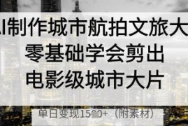 AI制作城市航拍文旅大片，零基础学会剪出电影级城市大片，单日变现多张