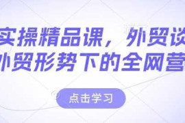外贸实操精品课，外贸谈判，新外贸形势下的全网营销