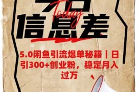 5.0闲鱼引流爆单秘籍，日引300 创业粉，稳定月入过W
