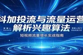 抖加投流与流量运营：解析兴趣算法，掌握上热门、养铁粉实操方法