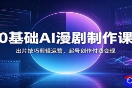 0基础AI漫剧制作课：出片技巧剪辑运营，起号创作付费变现