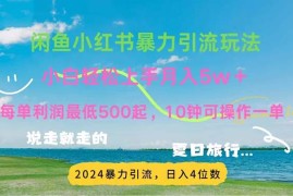 （11650期）2024暑假赚钱项目小红书咸鱼暴力引流，简单无脑操作，每单利润500 ，…