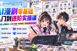 AI漫剧零基础入门到进阶实操课：剧本创作 分镜脚本 人物三视图 场景道具，跑通完整创作流程