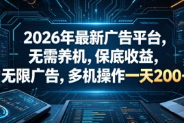 2026年最新广告平台，无需养机，保底收益，无限广告