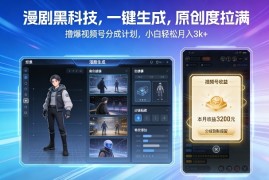 漫剧黑科技，一键生成，原创度拉满，撸爆视频号分成计划，小白轻松月入3k 