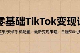 零基础TikTok变现课：苹果/安卓手机配置，最新变现策略，日赚500 技巧