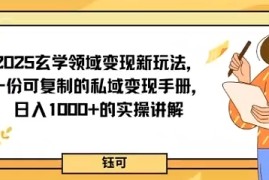 2025玄学领域变现新玩法，一份可复制的私域变现手册，日入多张 的实操讲解