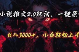 （10724期）原创漫画小说推文2.0玩法，单日最高3000 ，ai全自动产出，可参加中视频…