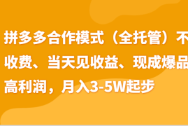 最新拼多多模式日入4K 两天销量过百单，无学费、老运营代操作、小白福利