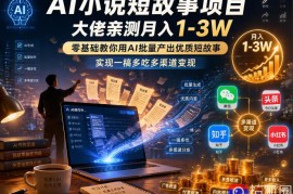 AI小说短故事项目，大佬亲测月入1-3W，零基础教你用AI批量产出优质短故事，实现一稿多吃多渠道变现